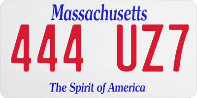 MA license plate 444UZ7