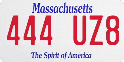 MA license plate 444UZ8