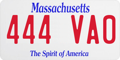 MA license plate 444VA0