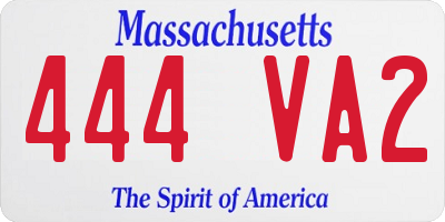 MA license plate 444VA2