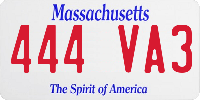 MA license plate 444VA3