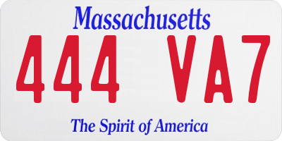 MA license plate 444VA7