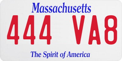 MA license plate 444VA8