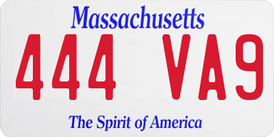 MA license plate 444VA9