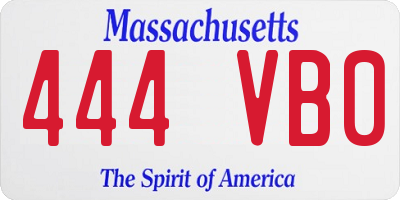 MA license plate 444VB0
