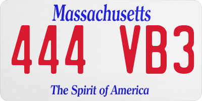 MA license plate 444VB3