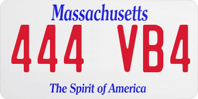 MA license plate 444VB4