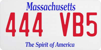 MA license plate 444VB5