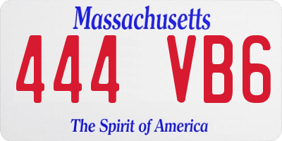 MA license plate 444VB6