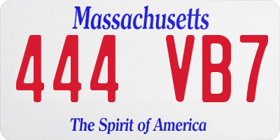 MA license plate 444VB7