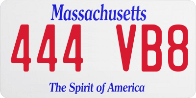 MA license plate 444VB8