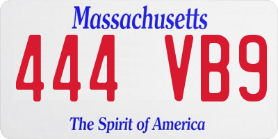 MA license plate 444VB9