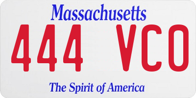 MA license plate 444VC0