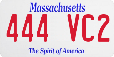 MA license plate 444VC2