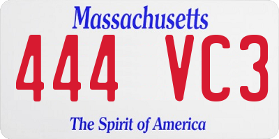 MA license plate 444VC3