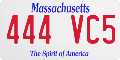 MA license plate 444VC5