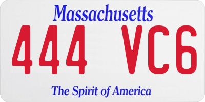 MA license plate 444VC6