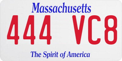 MA license plate 444VC8