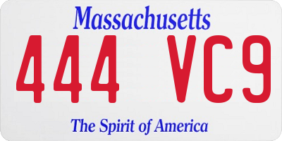 MA license plate 444VC9