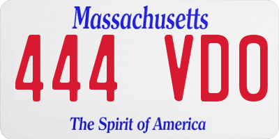 MA license plate 444VD0