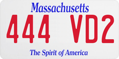 MA license plate 444VD2