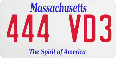 MA license plate 444VD3