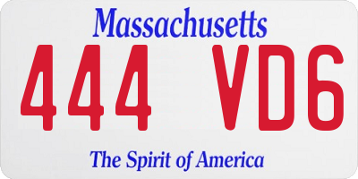 MA license plate 444VD6
