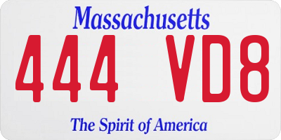 MA license plate 444VD8