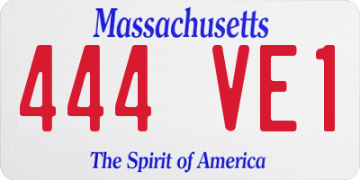 MA license plate 444VE1
