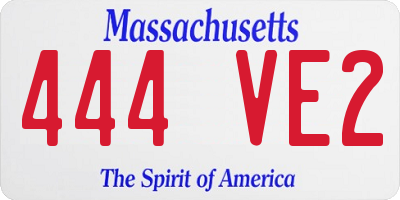 MA license plate 444VE2