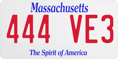 MA license plate 444VE3