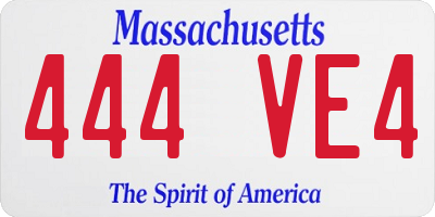 MA license plate 444VE4