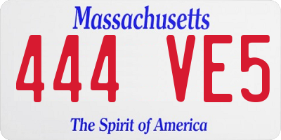 MA license plate 444VE5