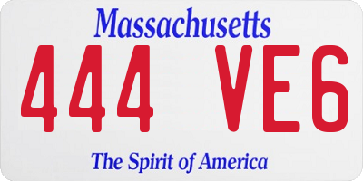 MA license plate 444VE6