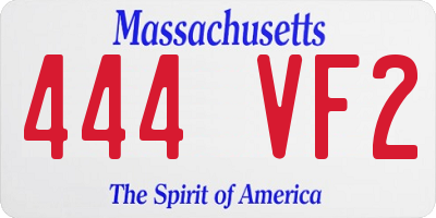 MA license plate 444VF2