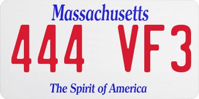 MA license plate 444VF3