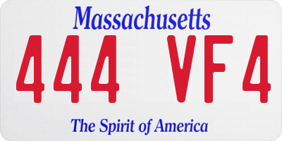 MA license plate 444VF4