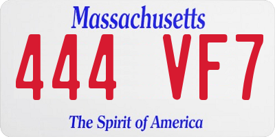 MA license plate 444VF7