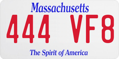 MA license plate 444VF8