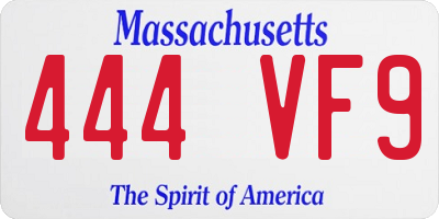 MA license plate 444VF9