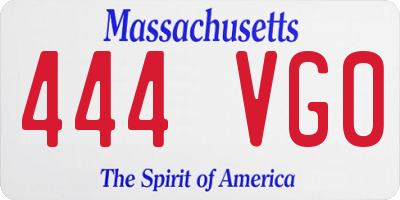MA license plate 444VG0