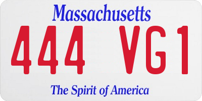 MA license plate 444VG1