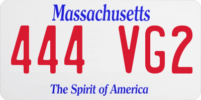 MA license plate 444VG2