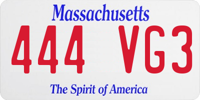 MA license plate 444VG3