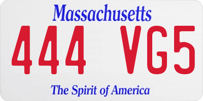 MA license plate 444VG5