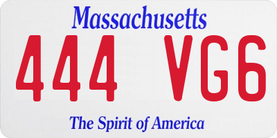 MA license plate 444VG6