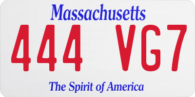 MA license plate 444VG7