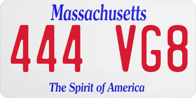 MA license plate 444VG8