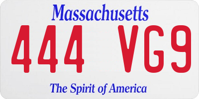 MA license plate 444VG9