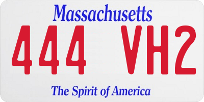 MA license plate 444VH2
